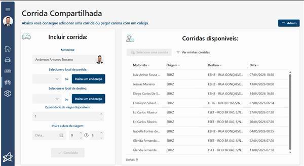 Sistema de Corrida Compartilhada